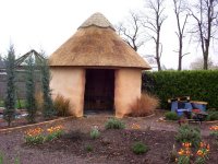 Click the picture for more on the Gardening Which? Strawbale African style hut and strawbale walled garden